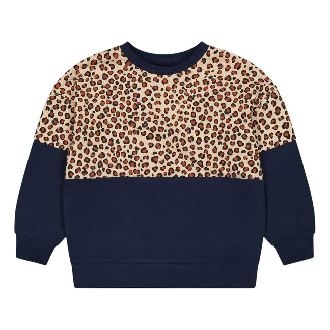 Edith Organic Cotton Leopard Print Sweatshirt | Navy