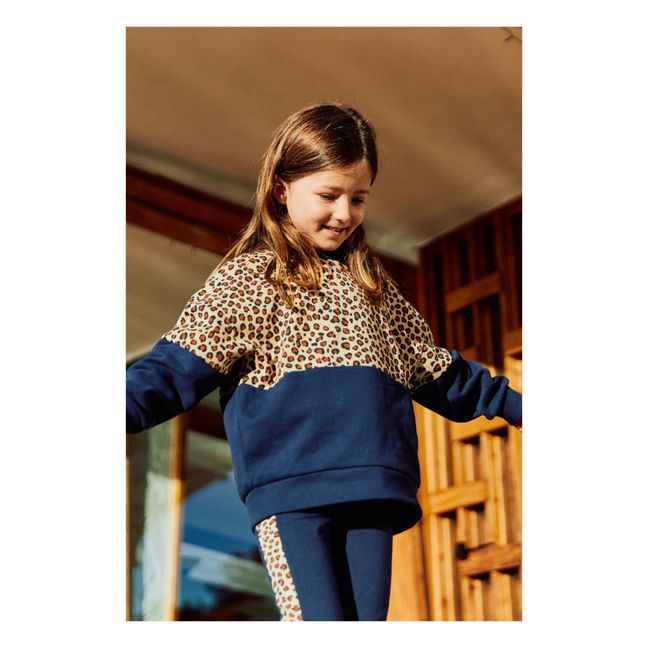 Edith Organic Cotton Leopard Print Sweatshirt | Navy