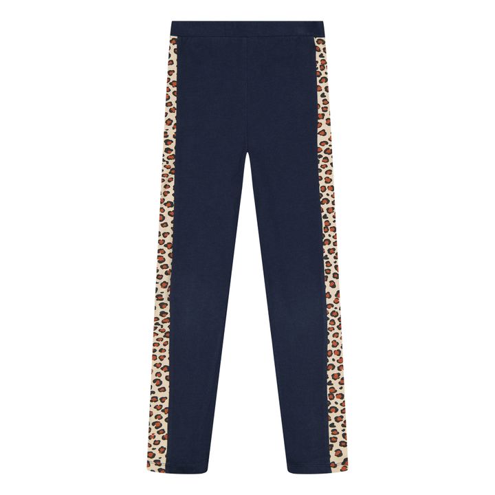 Ondine Organic Cotton Leopard Print Leggings | Navy blue- Product image n°0
