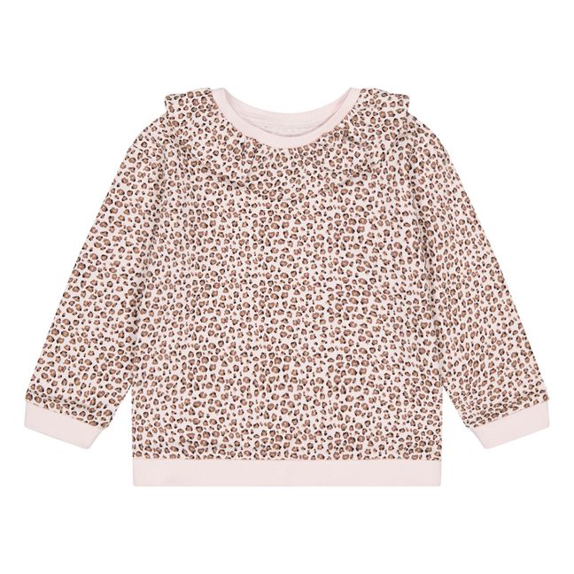 Edith Organic Cotton Sweatshirt with Ruffled Collar | Leopard