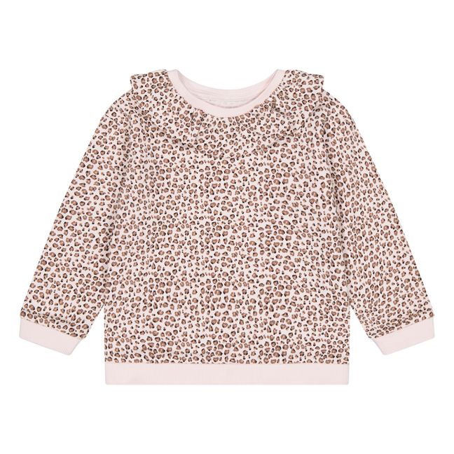 Sweat Coton Bio Col Volanté Edith | Léopard