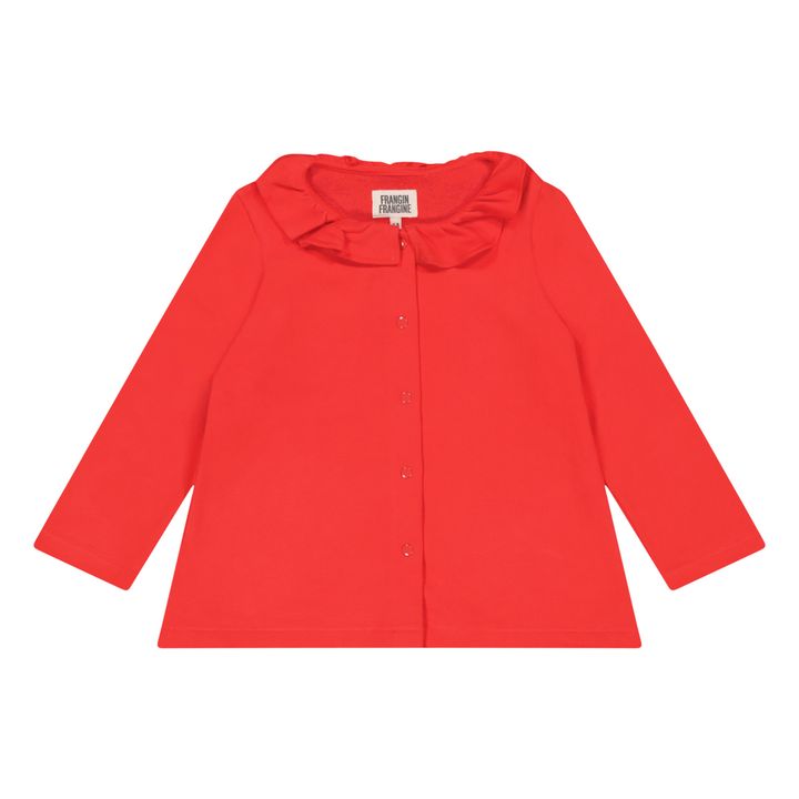 Organic Cotton Gilet with Ginette Collar | Rojo- Imagen del producto n°0