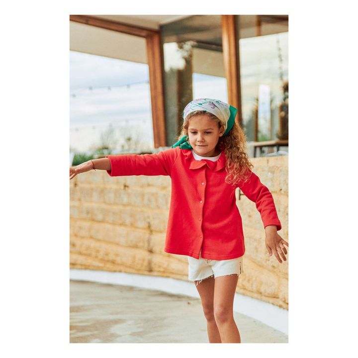 Organic Cotton Gilet with Ginette Collar | Rojo- Imagen del producto n°1