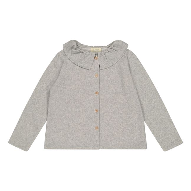 Gilet Coton Bio à Colerette Ginette | Gris