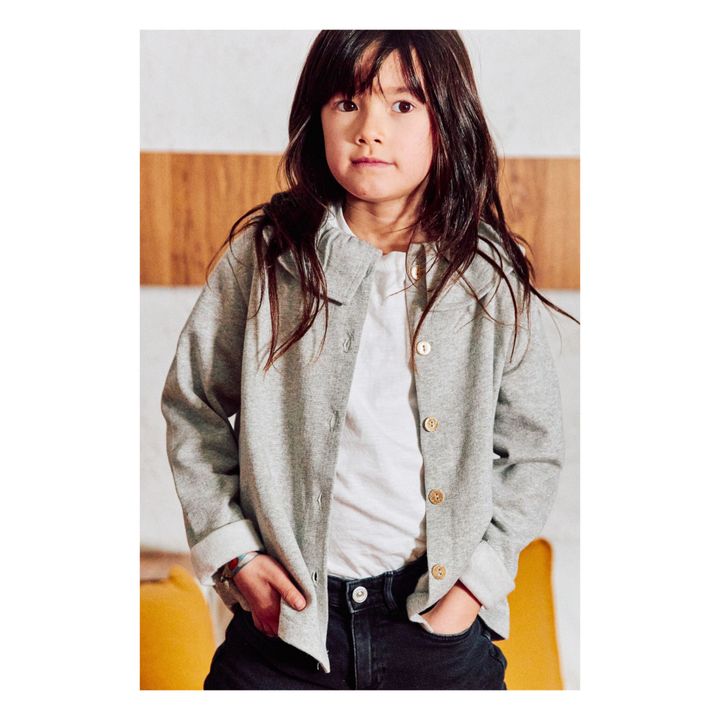 Organic Cotton Gilet with Ginette Collar | Grey- Product image n°1