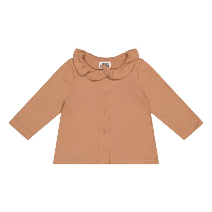 Organic Cotton Gilet with Ginette Collar | Camel- Product image n°0