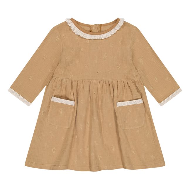 Jeannette Embroidered Dress | Camel