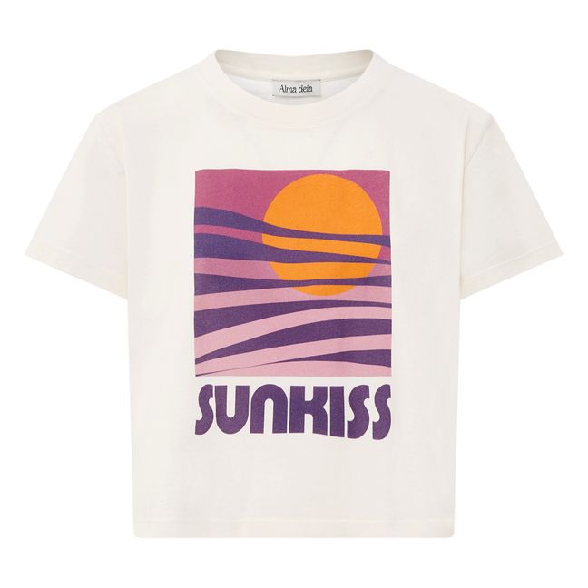 Sunkiss Printed Organic Cotton Boxy T-Shirt | Bianco cotone
