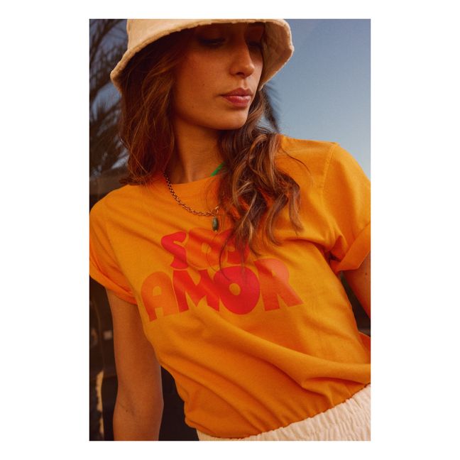 SOS AMOR Classic Printed Organic Cotton T-Shirt | Apricot