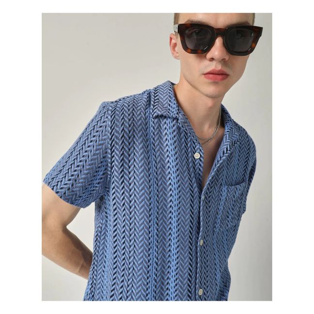 Trance Short-Sleeved Shirt | Indigo blue
