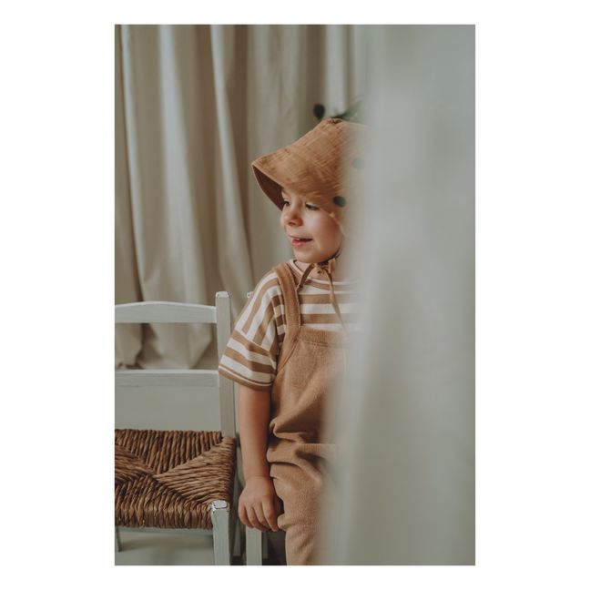 Organic Cotton Cropped Plain Overalls | Kamelbraun
