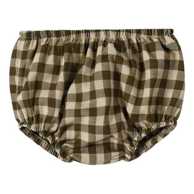 Gingham Organic Cotton Woven Bloomer | Olive