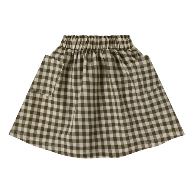 Tutti Organic Cotton Braided Gingham Skirt | Olive