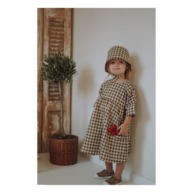 Bella Organic Cotton Braided Gingham Dress | Olive