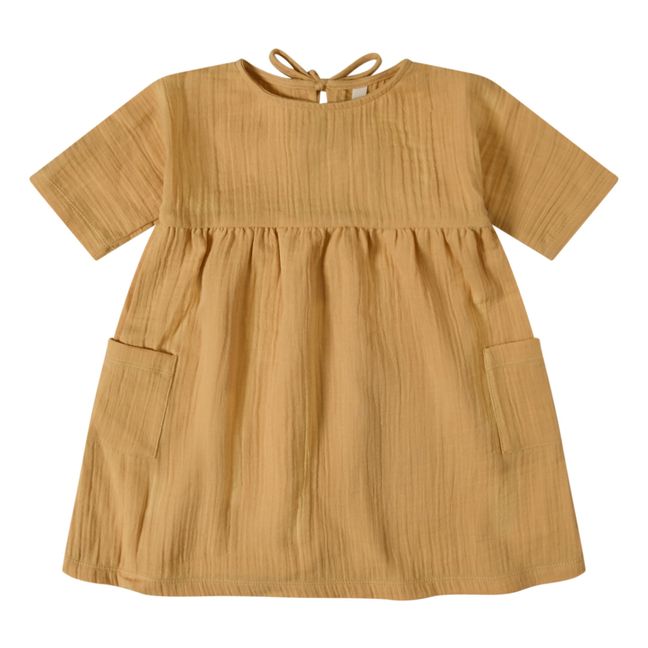 Robe Mousseline Bio Bella | Jaune moutarde