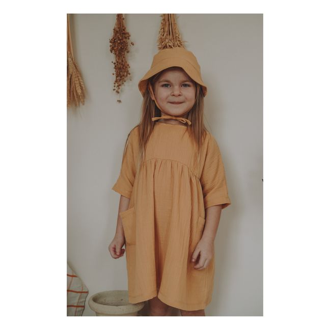 Robe Mousseline Bio Bella | Jaune moutarde