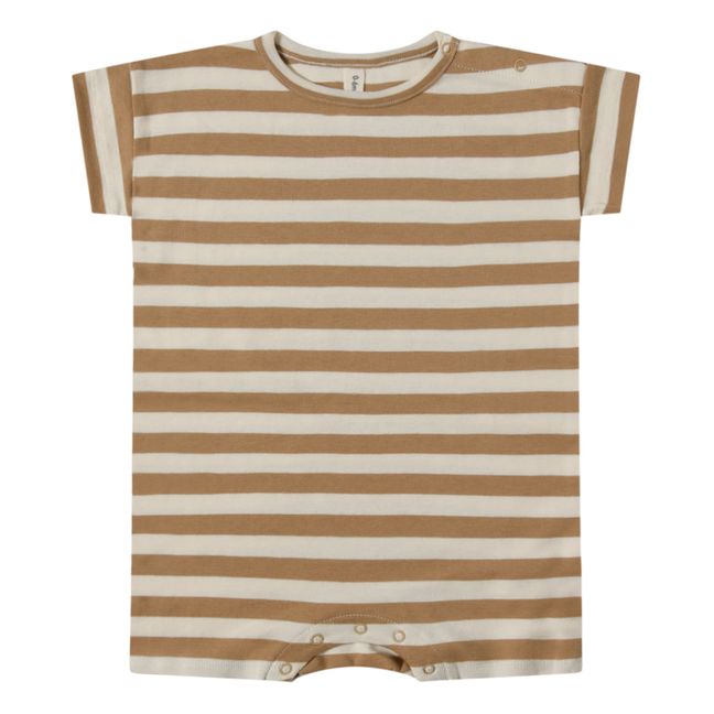 Combishort Coton Bio Côtelé Summer Rayé | Ecru