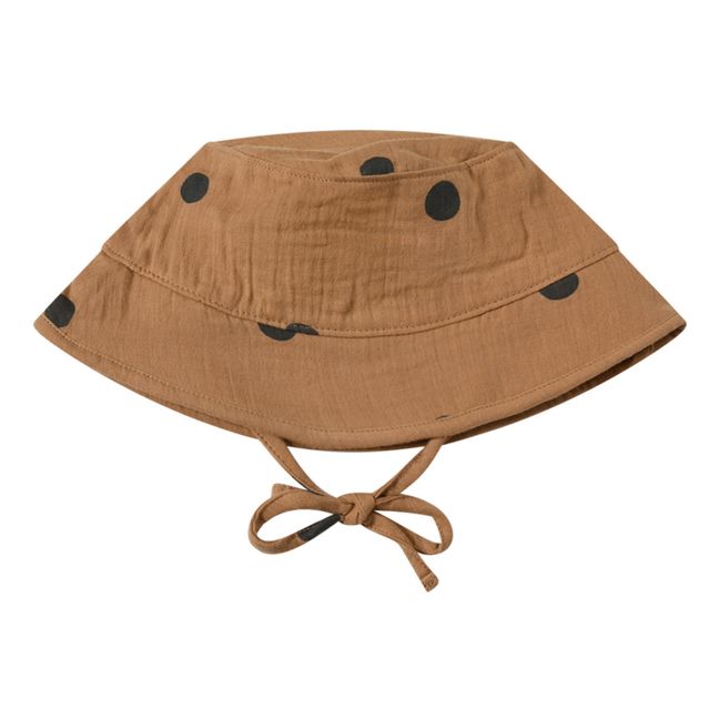 Organic Chiffon Polka Dots Hat | Camel