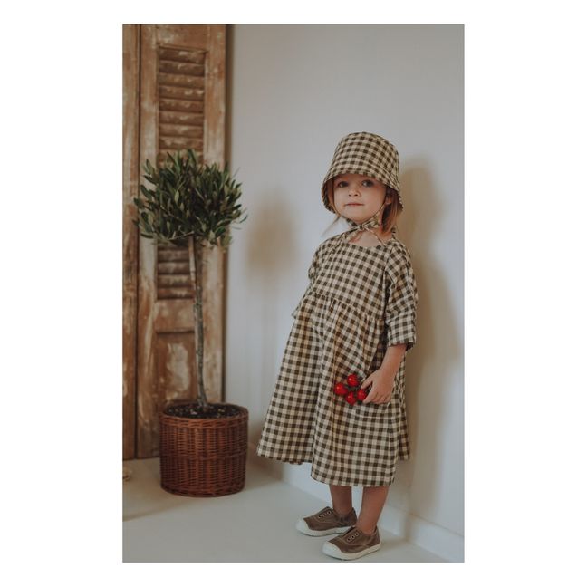 Organic Cotton Braided Gingham Bucket Hat | Olive