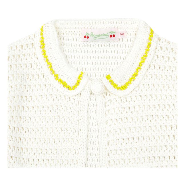 Claro Crochet and Bead Cardigan | White