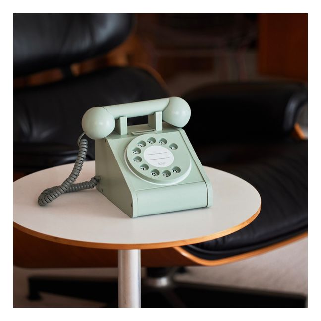 Téléphone en bois vintage | Vert Menthe
