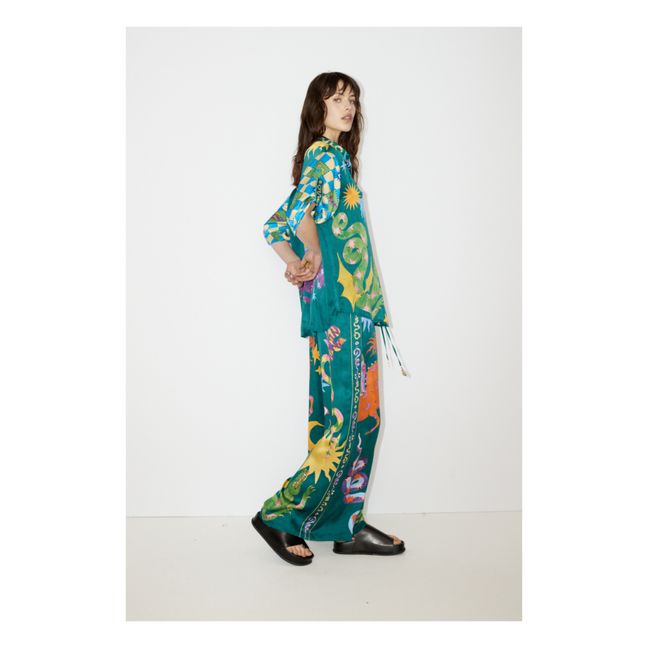 Pantalón satén de seda Guardian | Verde esmeralda