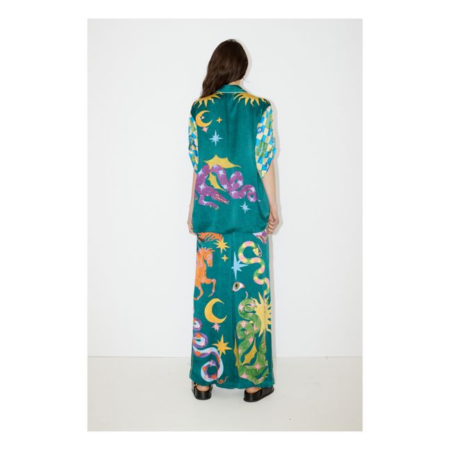 Pantalón satén de seda Guardian | Verde esmeralda