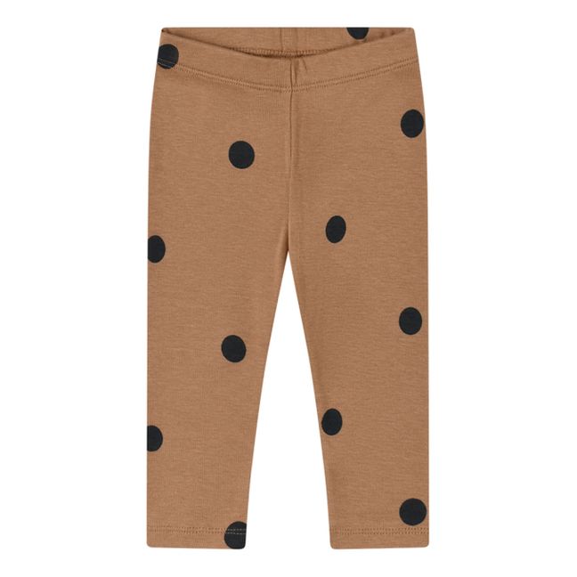 Legging à Pois Coton Bio Côtelé | Camel