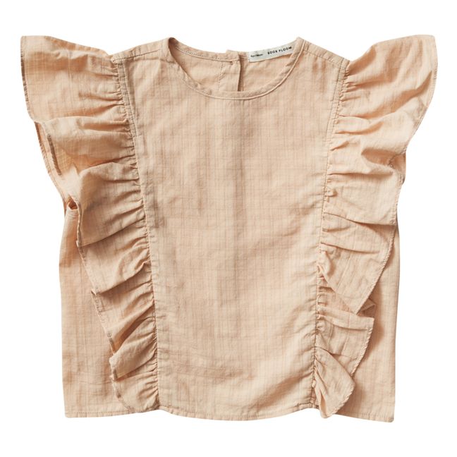 Emeline Textured Organic Cotton Ruffle Blouse | Albaricoque