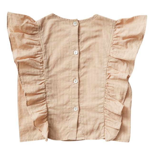 Bluse mit Rüschen aus strukturierter Bio-Baumwolle Emeline | Apricot