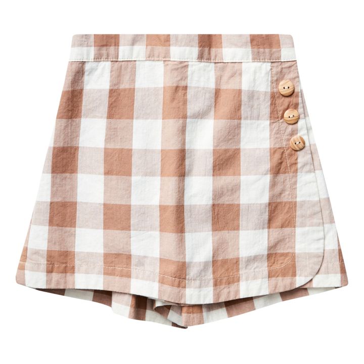 Soor Ploom - Olive Cotton and Linen Gingham Shorts - Peach | Smallable