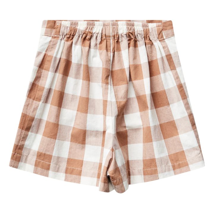 Soor Ploom - Olive Cotton and Linen Gingham Shorts - Peach | Smallable