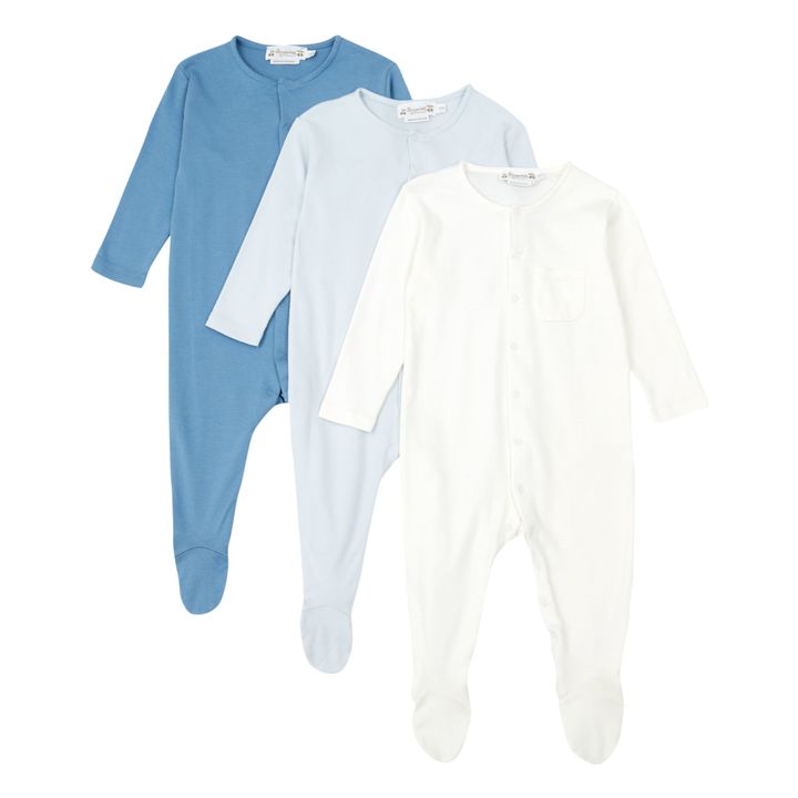 Cosima Footed Pajamas - Set of 3 | Blue- Product image n°0