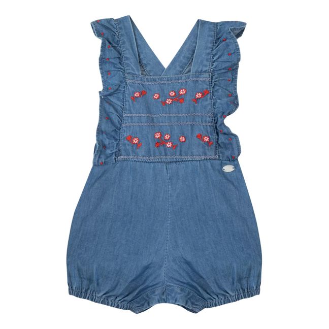 Hand Embroidered Chambray Dungarees | Denim