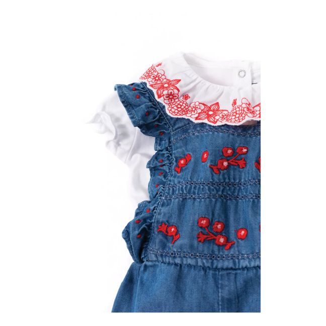 Hand Embroidered Chambray Dungarees | Denim