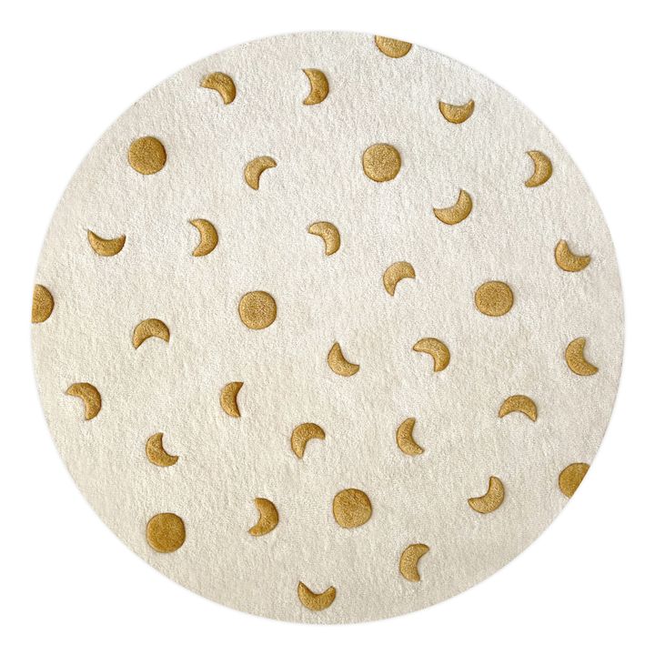 Round Wool Moon Print Rug | Dorado- Imagen del producto n°0