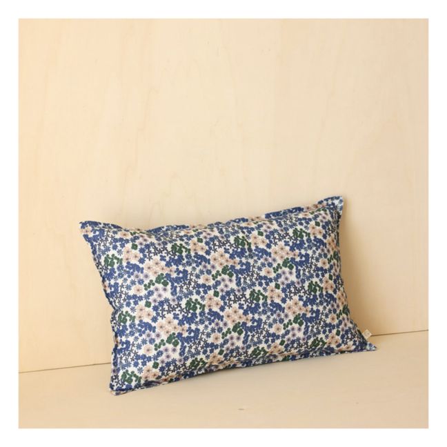 Coussin Taormina en lin lavé Flower | Bleu azur