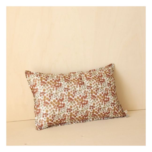 Kissenbezug Taormina aus gewaschenem Leinen Flower | Palisander