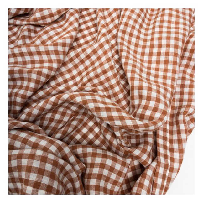 Tenda in lino lavato, modello: Vichy | Rosso mattone