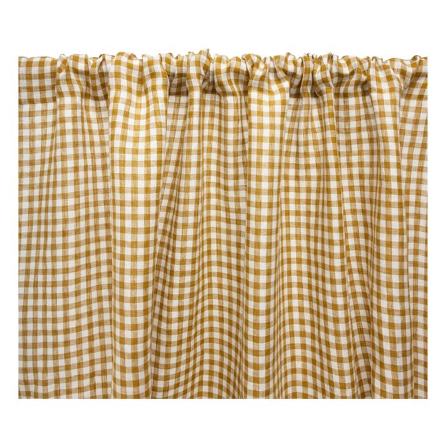 Vichy Washed Linen Curtain | Giallo curry