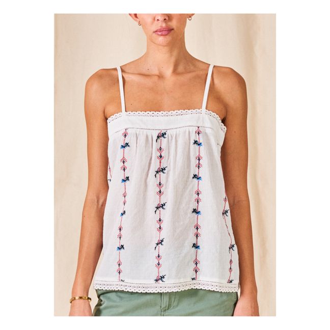 Elda Embroideries Top | Ecru
