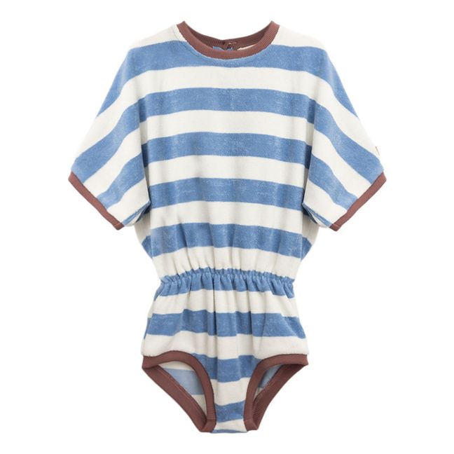 Recycled Material Striped Playsuit | Blu