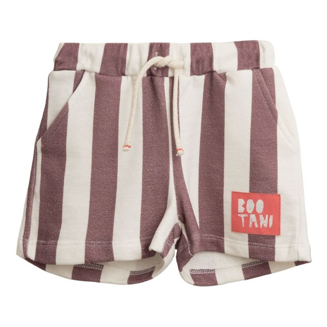 Organic Cotton Striped Shorts | Plum