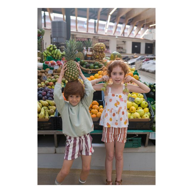 Shorts in cotone organico a righe | Prugna