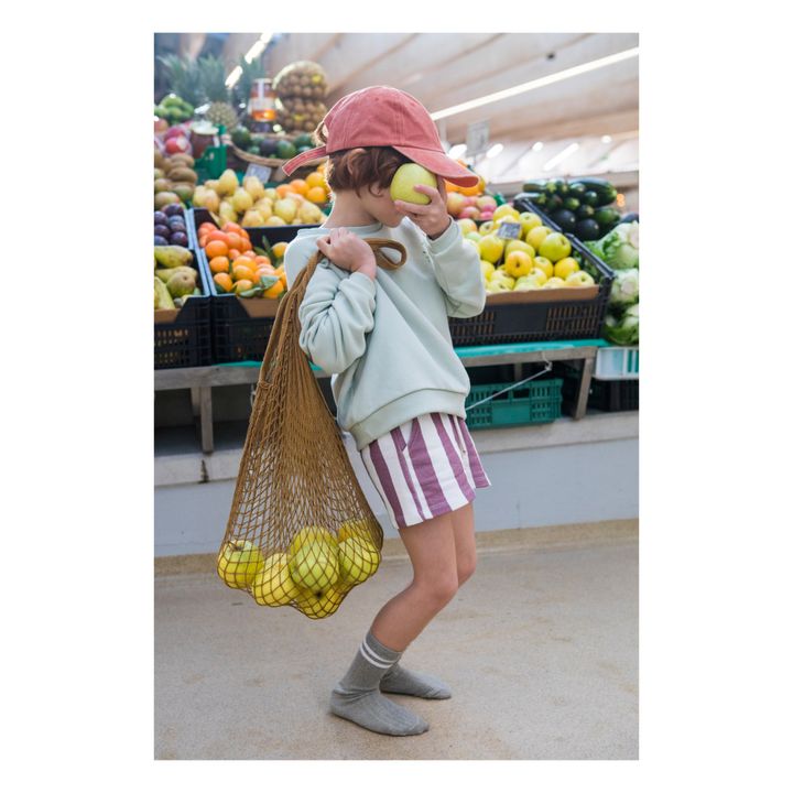 Organic Cotton Striped Shorts | Plum- Product image n°3