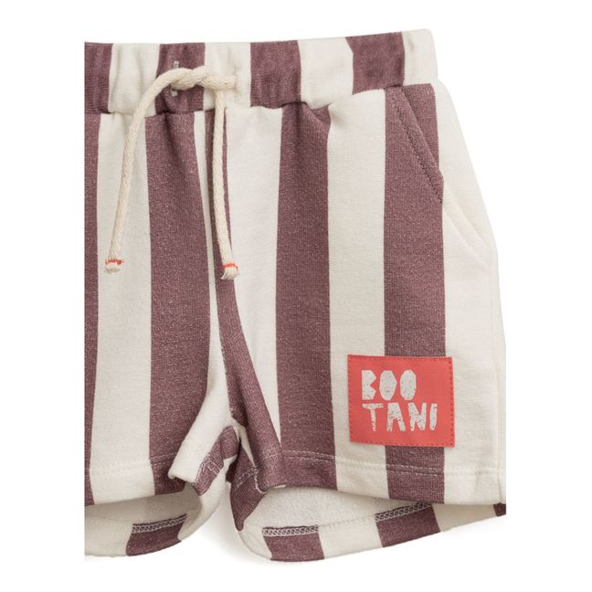 Shorts in cotone organico a righe | Prugna