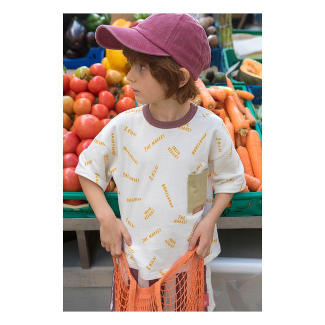Recycled Material Striped T-Shirt | Ecru