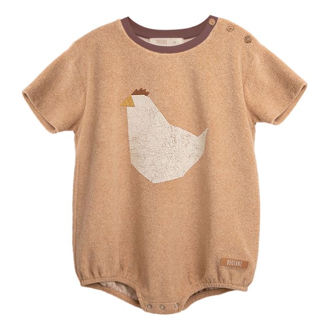 Organic Cotton Rooster Bodysuit | Apricot