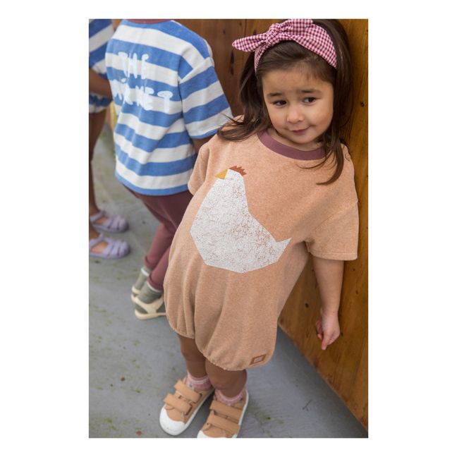 Organic Cotton Rooster Bodysuit | Apricot