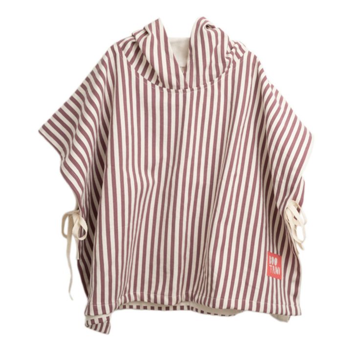 Organic Cotton Striped Poncho | Ecru- Immagine del prodotto n°0